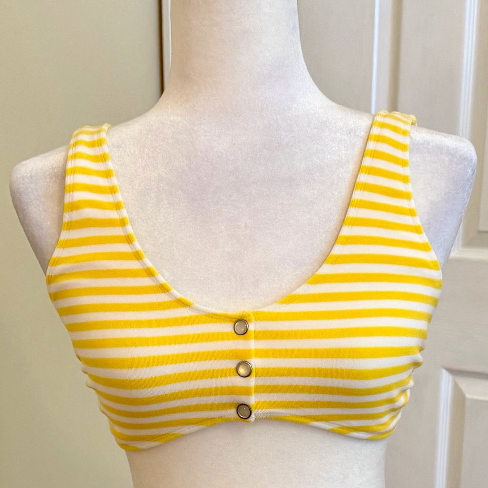NWT Albertine white and yellow terry bikini top, Sz L
